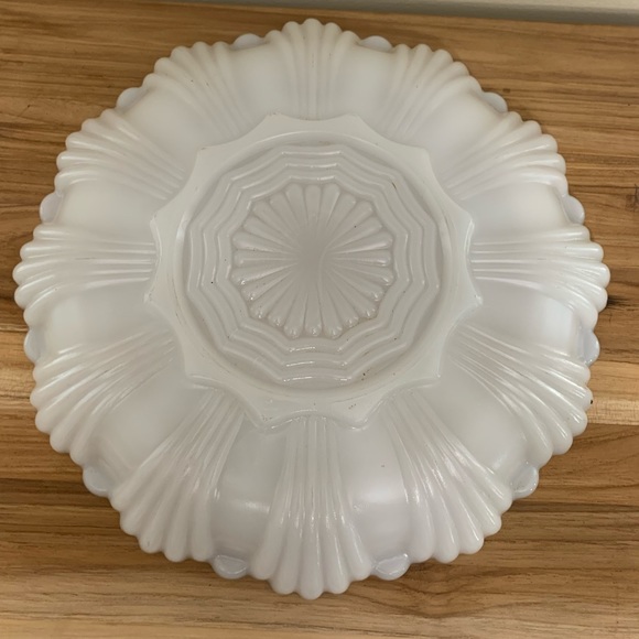 Vintage/Antique Milk Glass Egg Platter with Gold Trim - Picture 5 of 10